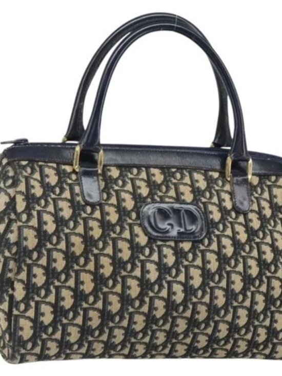 DIOR Handbags - Christian Dior Trotter Canvas Boston Bag Navy Gold